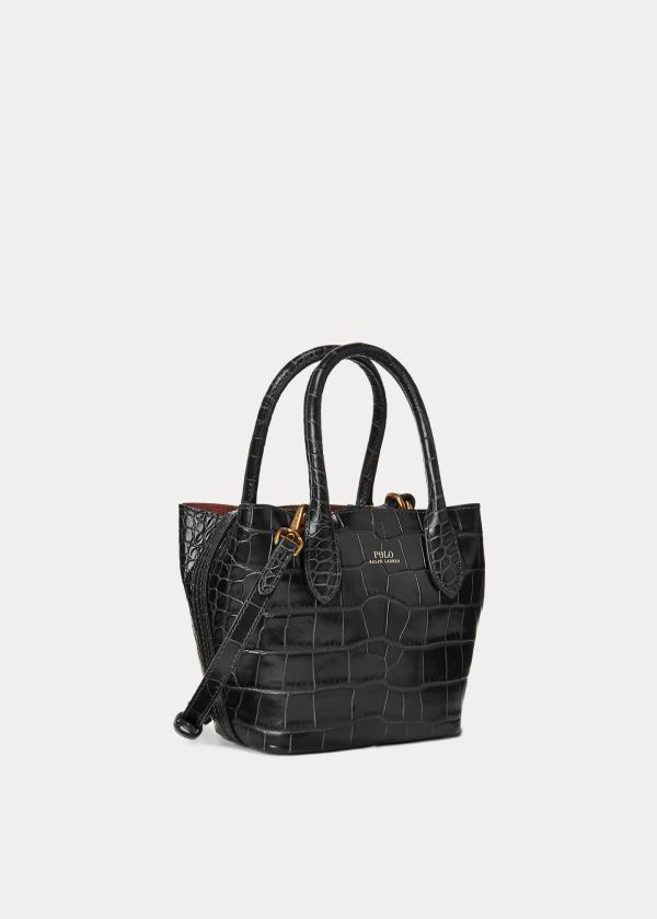 Bolsos De Mano Polo Ralph Lauren Mujer Negros - Embossed Mini Bellport - OFYTA4859